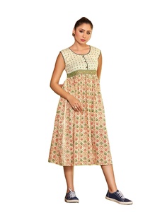 Robe en coton pur lourd de dernière génération, à deux tons avec imprimé doré, pour la vente en gros - Product Image 1