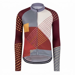 Maillot de cyclisme à manches longues de qualité supérieure, motif géométrique, polyester et élasthanne, respirant, vêtements de vélo de route, séchage rapide - Product Image 3