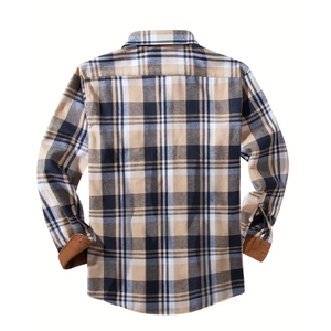 New High Quality Casual <b>Flannel</b> Plaid Turn-down Collar Full Sleeve Single Button Dress Shirts Men 100% Cotton Breathable - Product Image 1