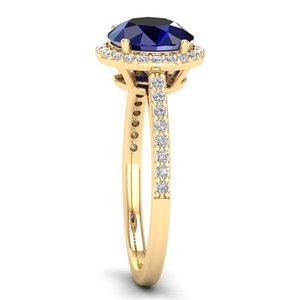 Bague de fiançailles solitaire REYES en argent sterling 925 avec saphir bleu de 2 carats et moissanite, bijoux brillants - Product Image 3