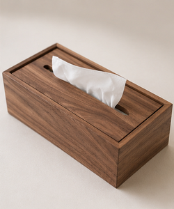 Boîte à mouchoirs en bois massif artisanale, porte-mouchoirs rectangulaire en bois, distributeur de serviettes décoratif - Product Image 6