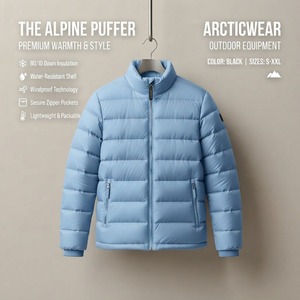 Blue Winter Puffer Jacket <b>Mens</b> Hooded <b>Thermal</b> Outerwear Waterproof Quilted Heavyweight Coat - Product Image 5