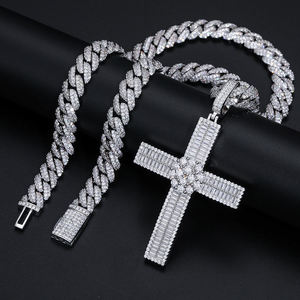 Iced Out <b>Cross</b> Pendant Necklace Rhodium Plated <b>Men's</b> Hip Hop Jewelry Zircon Stone Channel Setting Themed Pendant - Product Image 3
