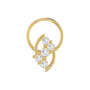 เครื่องประดับจิวเวลรี่เจาะจมูกทรงโค้งลายดอกไม้ทอง 14K สำหรับผู้หญิงจาก AJRETAIL ประดับเพชรธรรมชาติ 0.11 กะรัต รับรองโดย GIA - Product Image 1