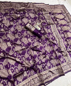 Sari de Seda Moderno con Blusa Sin Coser, Ropa Étnica para Mujer, Ropa para Bodas y Fiestas, Moda de India y Pakistán 85276 SHUBH- SF-1104 - Product Image 6