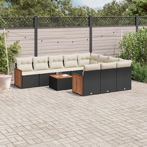 Conjunto de Sofás Modulares Grandes de Ratán PE Negro para Jardín, Muebles Modulares Elegantes para Exteriores - Product Image 1