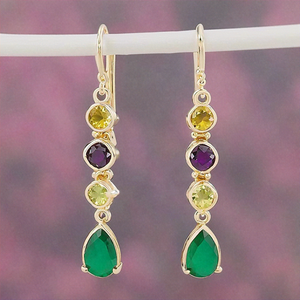 Nouveau 2024 Bijoux créatifs personnalisés Boucles d'oreilles en argent sterling 925 plaqué or avec pierres précieuses Accessoire pour femmes - Product Image 2