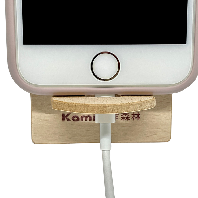 Minimalist Handmade Wood Smartphone Stand with Desk Mount Adjustable Height & Charger Included for Sustainable Living