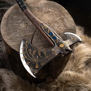 A&M Enterprises High Quality Handmade Collectible <b>Axe</b> Engraved Blade Leather-Wrapped <b>Wood</b> Outdoor Multi-function Norse Style - Product Image 6