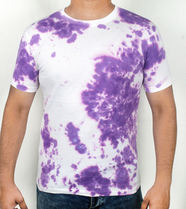 Camiseta Tie Dye para Hombre, Manga Corta, Cuello Redondo, Informal, Tejida, con Patrón Morado y Blanco, Corte Regular - Product Image 2