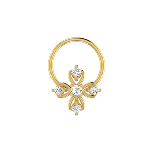 SOLITAIREKART 14K Gold Fine Piercing Jewelry 0.05ct Floral Majesty Natural Diamond Nose Pin - Product Image 1
