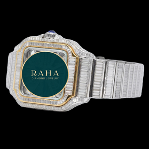 Montre élégante pour femme en acier inoxydable, boîtier rectangulaire, lunette sertie de diamants, verre saphir, affichage analogique, fermoir bijou, 20 mm - Product Image 3