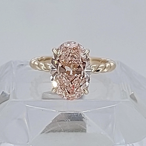 Anillo de Compromiso de Diamantes Naturales de Corte Ovalado en Oro Rosa para Mujer, Estilo Clásico - Product Image 3