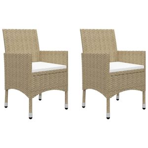 Conjunto de Bistró de Ratán Sintético Beige con Acero con Recubrimiento en Polvo y Vidrio Templado para Muebles de Patio - Product Image 3