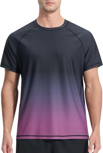 T-shirt de sport pour homme 100 % coton à séchage rapide, manches courtes, col rond, coupe classique, logo avant, respirant, écologique, bleu - Product Image 3