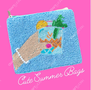 Bolsa de Cóctel con Cuentas Hecha a Mano, Bolso de Mano para Bebidas Tropicales, Mini Bolsa con Cierre, Monedero para Mujer, para Fiestas de Verano, Proveedor OEM - Product Image 4