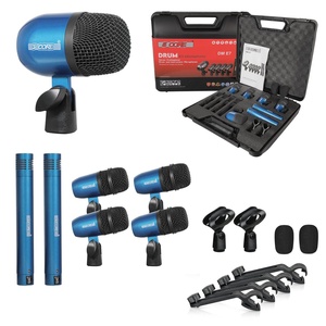 Kit de Micrófonos de Batería de 5 Núcleos, 7 Piezas, Micrófonos de Batería Totalmente Metálicos, Tom/Snare y Platillos, Juego de Micrófonos con Cable para Instrumentos de Percusión - Product Image 1