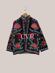 Manteau en coton brodé à la main à motifs floraux, col mandarin, manches longues, grande taille, style bohème, vêtements d'extérieur pour femmes, printemps - Product Image 1