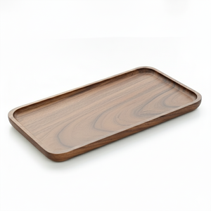Juego de 3 bandejas de servir apilables de madera maciza premium, modernas, de lujo, ecológicas, aptas para lavavajillas, para uso en la cocina, té, café y comedor. - Product Image 1