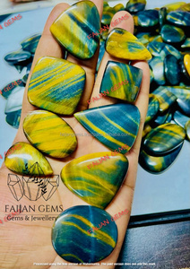 Cabochon en œil de tigre bleu naturel de qualité supérieure, pierre précieuse fantaisie de forme mixte, certifiée par un tiers, personnalisable - Product Image 4