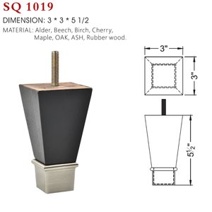 Patas Modernas de Madera para Muebles con Copa Metálica y Férula de Latón, Patas Cónicas de Madera para Sofá, Silla y Gabinete con Tornillo - Product Image 1