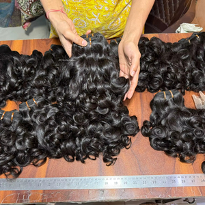 Funmi ผมลอนคลื่นลึกผมอินเดียผมหยิกสั้นผมมนุษย์15A ยังไม่ได้แปรรูป - Product Image 1