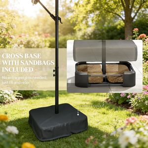 Ombrellone da Giardino a Braccio Girevole 2.5m di Raggio, per Spiaggia e Palestra, in Poliestere, Opzioni 3.5m e 2.7m - Product Image 4