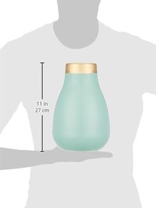 แจกันดอกไม้สีฟ้าพร้อมฝาสีทอง สำหรับห้องนั่งเล่น ห้องนอน ห้องทำงาน แจกันตกแต่งสีทองด้านสำหรับโต๊ะในห้องนั่งเล่น ป้องกันสนิม - Product Image 2
