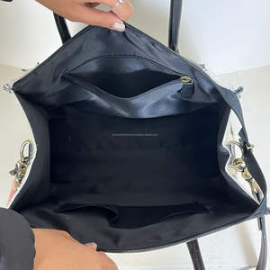 Sac fourre-tout en cuir à carreaux rose et noir, fait main, tendance 2026, en cuir de vachette de qualité supérieure, sac à bandoulière pour femmes - Product Image 6