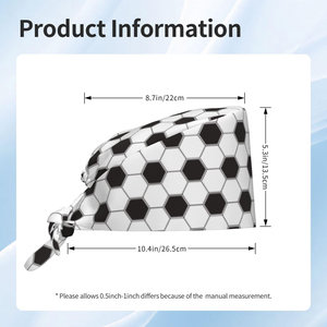 หมวกผ่าตัดลายลูกฟุตบอลพร้อมสายรัดปรับได้ - หมวกผ่าตัดผ้าฝ้ายระบายอากาศได้ดีสำหรับเวชศาสตร์การกีฬาและกุมารเวชศาสตร์ - Product Image 2