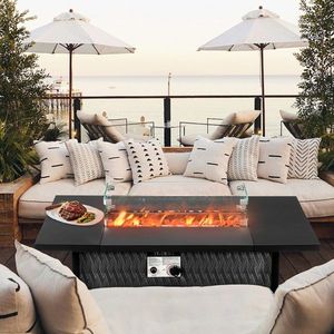 Tavolo da Esterno con Braciere a Gas Naturale da 43 Pollici, Design Moderno Quadrato con Vetro Refrattario e Tecnologia Senza Fumo - Product Image 5