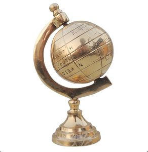 Globe décoratif en laiton fait main, finition dorée, style vintage, carte du monde, ornement de table, décoration de bureau, salle d'étude - Product Image 3