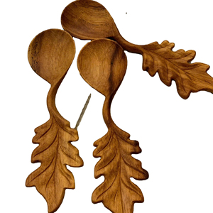 Vietnam Premium Scoop Leaf Wooden Spoon Natural Hardwood Material for Spice Salt Scoop Cooking Serving <b>Table</b> Use - Product Image 1