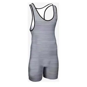 Combinaison de lutte personnalisable imprimée par sublimation pour hommes - Séchage rapide, légère, en spandex/polyester, sans manches, col rond - Product Image 5