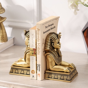 Unique design Luxury Egyptian pharaoh bookend set cast aluminum sculpted Luxor bookends champagne gold finish <b>decorative</b> - Product Image 3