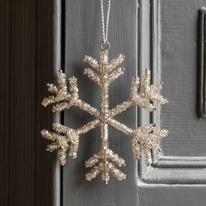 Ornement de Noël flocon de neige perlé doré, fait main, à suspendre, décoration élégante pour la maison et les fêtes - Product Image 6