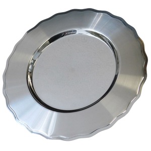 Vintage <b>Wedding</b> And Event <b>Table</b> <b>Decoration</b> <b>Top</b> Selling Modern Design Round Metallic Silver Wavy Textured Metal Charger Plate - Product Image 5