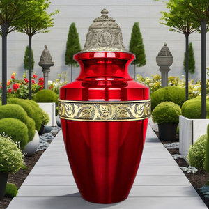 โกศบรรจุอัฐิสีแดงทอง สไตล์ยุโรปอเมริกัน เป็นมิตรกับสิ่งแวดล้อม ทนทาน ออกแบบได้ตามต้องการ สำหรับงานศพ ขนาด 10 นิ้ว - Product Image 1