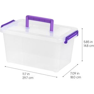 Bacs de rangement en plastique avec couvercles, lot de 6, 5 Qt. Petit sac de rangement pour fournitures artistiques et de bureau - Product Image 5
