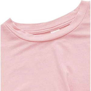 Camiseta Corta de Cuello Redondo Rosa Ecológica para Mujer, Corte Regular, Color Sólido, Algodón Jersey, Ropa Casual de Verano - Product Image 3