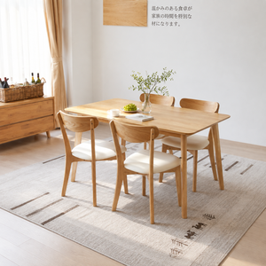 ARTERRA Luxury Modern <b>Rustic</b> Rectangle Teak Wood <b>Dining</b> <b>Table</b> <b>Set</b> Tapered Leg <b>Table</b> Upholstered Chairs - Product Image 6