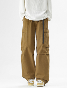Pantalones Cargo Tácticos Negros para Hombre, Tejido de Poliéster Transpirable, Cintura Media, Pierna Recta, Múltiples Bolsillos, Cierre con Cordón - Product Image 3