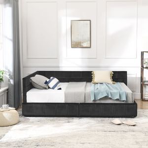 Struttura letto matrimoniale trapuntata con schienale e braccioli confortevoli, letto divano imbottito per camera da letto - Product Image 4
