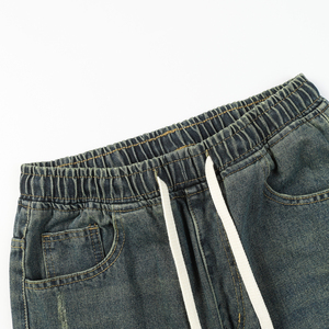 ARZINEN INDUSTRY Jean en denim ample à jambe large pour homme, taille mi-haute, délavage neige, vintage, 100% coton, tissé uni, coupe-vent et imperméable - Product Image 4