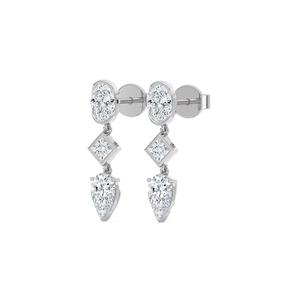 Boucles d'oreilles spectaculaires pour femmes, serties de diamants de laboratoire taille princesse de 3,46 carats au total, en or rose 9 carats, bijoux fins, héritage familial - Product Image 2