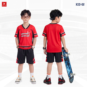 ชุดเสื้อกีฬาเด็ก JUST PLAY แขนสั้น สีขาว-น้ำเงิน โพลีเอสเตอร์ ระบายอากาศได้ดี กางเกงขาสั้นตาข่าย พิมพ์ลายแบบรีดร้อน สีตามสั่ง - Product Image 5