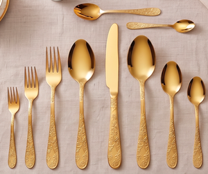 Acme Metal Gold Plated Knife Elegant Floral Design <b>Mirror</b> Polish Rust Resistant Flatware for Wedding Events And Restaurant - Product Image 3