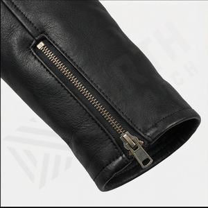 Veste en cuir pour homme style motard, été, NAI-0486A, col rond, fermeture éclair, couleur unie, vêtement personnalisable. - Product Image 6