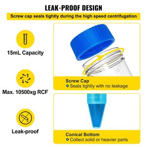 Tubi centrifughi conici da 15mL 500 pz contenitore graduato a tenuta stagna tappo a vite blu arancione separato per tubo di prova Rack per - Product Image 4