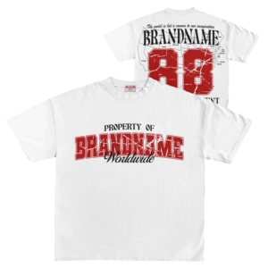 Brand Name Hip Hop Custom Heavyweight <b>White</b> 320 Gsm French Terry Drop Shoulder Dtg Graphic Boxy Fit <b>Tshirt</b> Raw Hem Cut <b>Tshirt</b> - Product Image 1